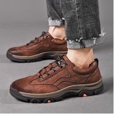 Men Brief Non Slip Soft Sole Lace Up Outdoor Casual Shoes