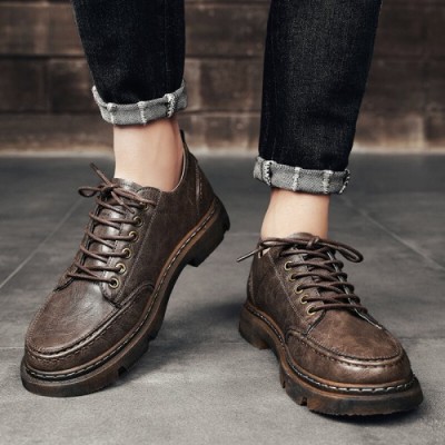 Men Comfy Round Toe Oxfords Lace Up Casual Shoes