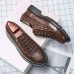 Men Retro Crocodile Embossing Lace Up Dress Casual Shoes