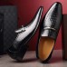 Men Microfiber Leather Crocodile Pattern Slip  On Casual Dress Shoes