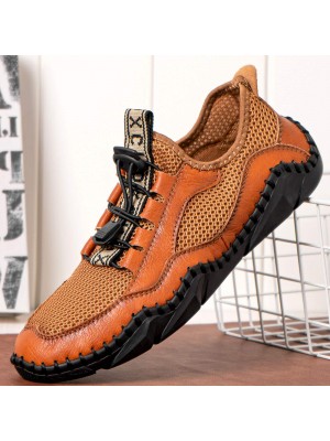 Men Retro Breathable Elastic Band Soft Soled Handmade Sport Shoes