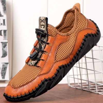 Men Retro Breathable Elastic Band Soft Soled Handmade Sport Shoes