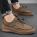 Men Breathable Microfiber Leather Elastic Band Stitching Outdoor Sport Shoes