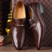 Men Microfiber Leather Crocodile Pattern Slip  On Casual Dress Shoes