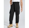Mens Irregular Lace  up Waist Overall Cargo Pants