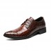 Men Crocodile Embossed Derby Pointed Toe Lace Up Shoes