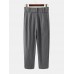 Men Cotton Design Striped Belted Pockets Casual Pants