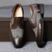 Men Brogue Splicing Business Formal Lace Up Oxfords Shoes