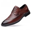 Men Brogue Embossed Lace Up Business Dress Oxfords Shoes