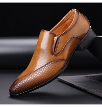 Men Pure Color Pointed Toe Casual Slip On Business Dress Shoes