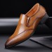 Men Pure Color Pointed Toe Casual Slip On Business Dress Shoes