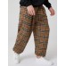 Mens Vintage Plaid Cotton Elastic Waist Drawstring Jogger Pants