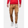 Mens Solid Color Drawstring Mid Waist Overalls Pocket Cargo Pants