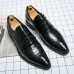 Men Crocodile Embossed Derby Pointed Toe Lace Up Shoes