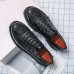 Men Retro Crocodile Embossing Lace Up Dress Casual Shoes