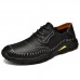 Men Hand Sewn Lace Up Non Slip Casual Walking Driving Shoes