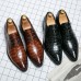 Men Crocodile Embossed Derby Pointed Toe Lace Up Shoes