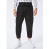 Men Light Solid Loose Elastic Waist Belted Casual Pants