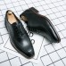 Men Genuine Leather Slip Resistant Front Lace  up Cowhide Dress Shoes