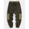 Mens Plush Thick Multi  Pocket Casual Drawstring Waist Jogger Pants