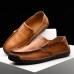 Men Slip Resistant Hand Stitching Casual Slip On Leather Shoes