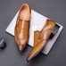 Men Pure Color Pointed Toe Casual Slip On Business Dress Shoes