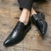 Men Crocodile Embossed Derby Pointed Toe Lace Up Shoes