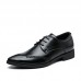 Men Pointed Toe Lace Up Business Brogue Dress Shoes