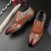 Men Microfiber Lattice Splicing Slip  On Business Casual Dress Shoes